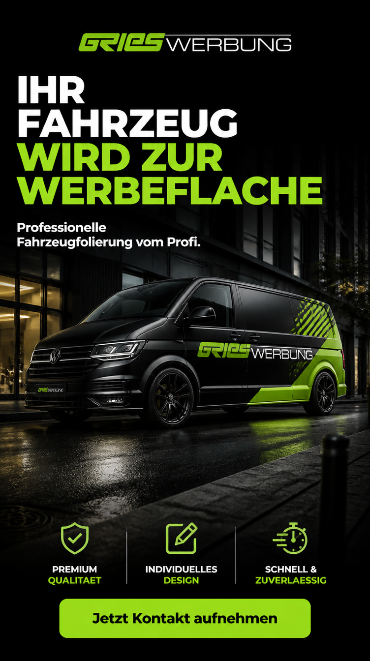 Social-Media-Creative mit gebrandetem Fahrzeug für Fahrzeugfolierung